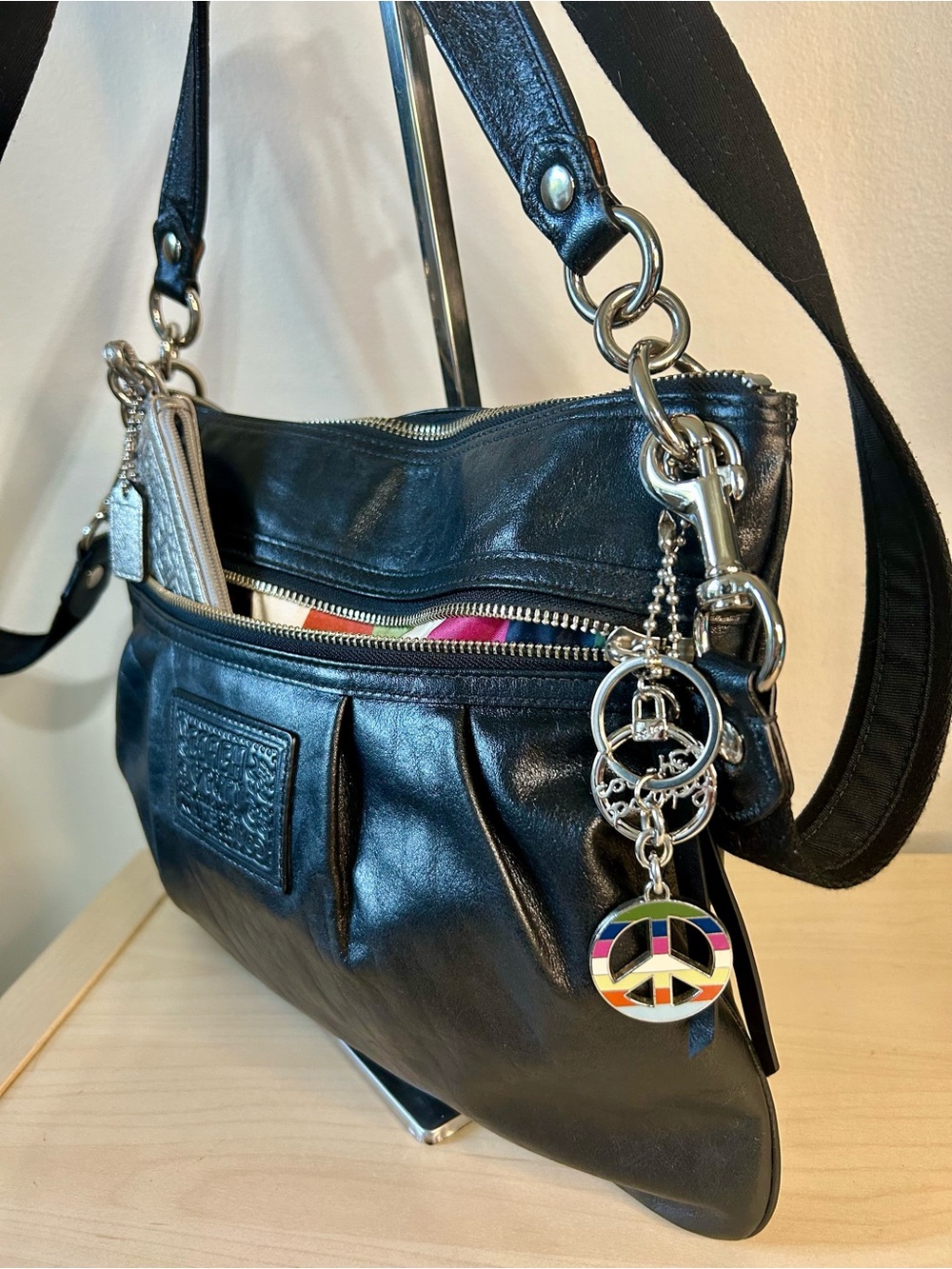 Coach Poppy Legacy Bundle Leather Satchel,  Poppy Wristlet and Legacy Charm